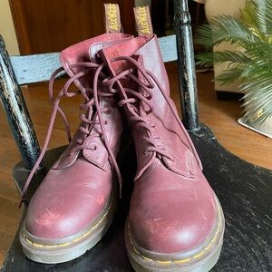 Dr. Martens Red Combat Moto Boots 8-Eye Design